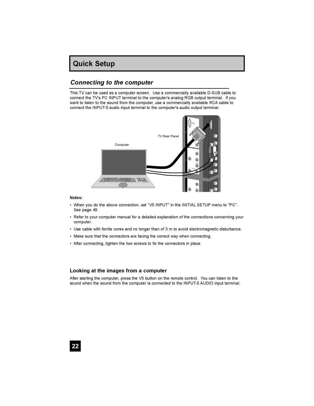 JVC LT-47X898 manual Connecting to the computer, Looking at the images from a computer 