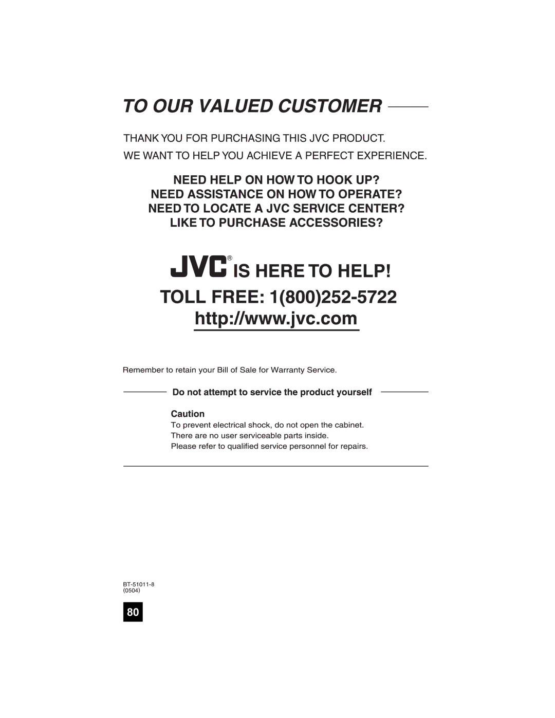 JVC LT-47X898 manual 