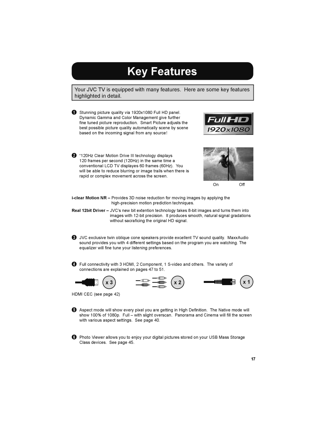 JVC LT-42X899, LT-47X899 manual Key Features 