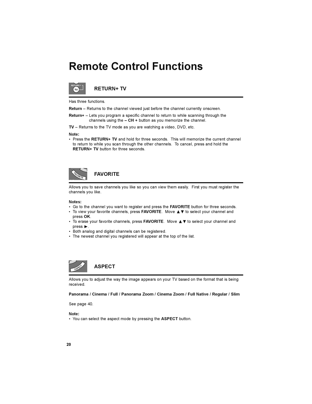 JVC LT-47X899, LT-42X899 manual Remote Control Functions, Return+ Tv 