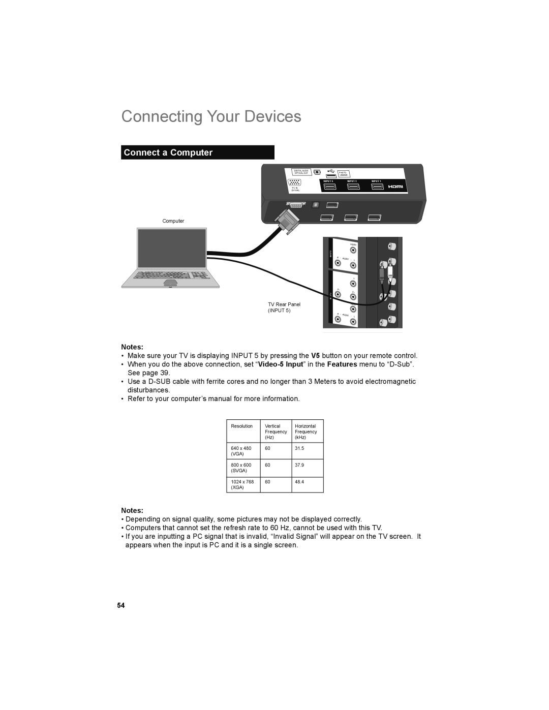 JVC LT-47X899, LT-42X899 manual Connect a Computer 