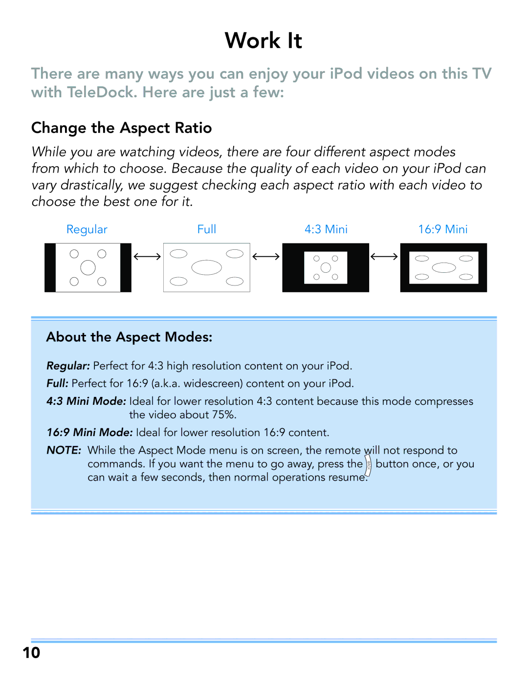 JVC LT-52P789 manual Work It, Change the Aspect Ratio 