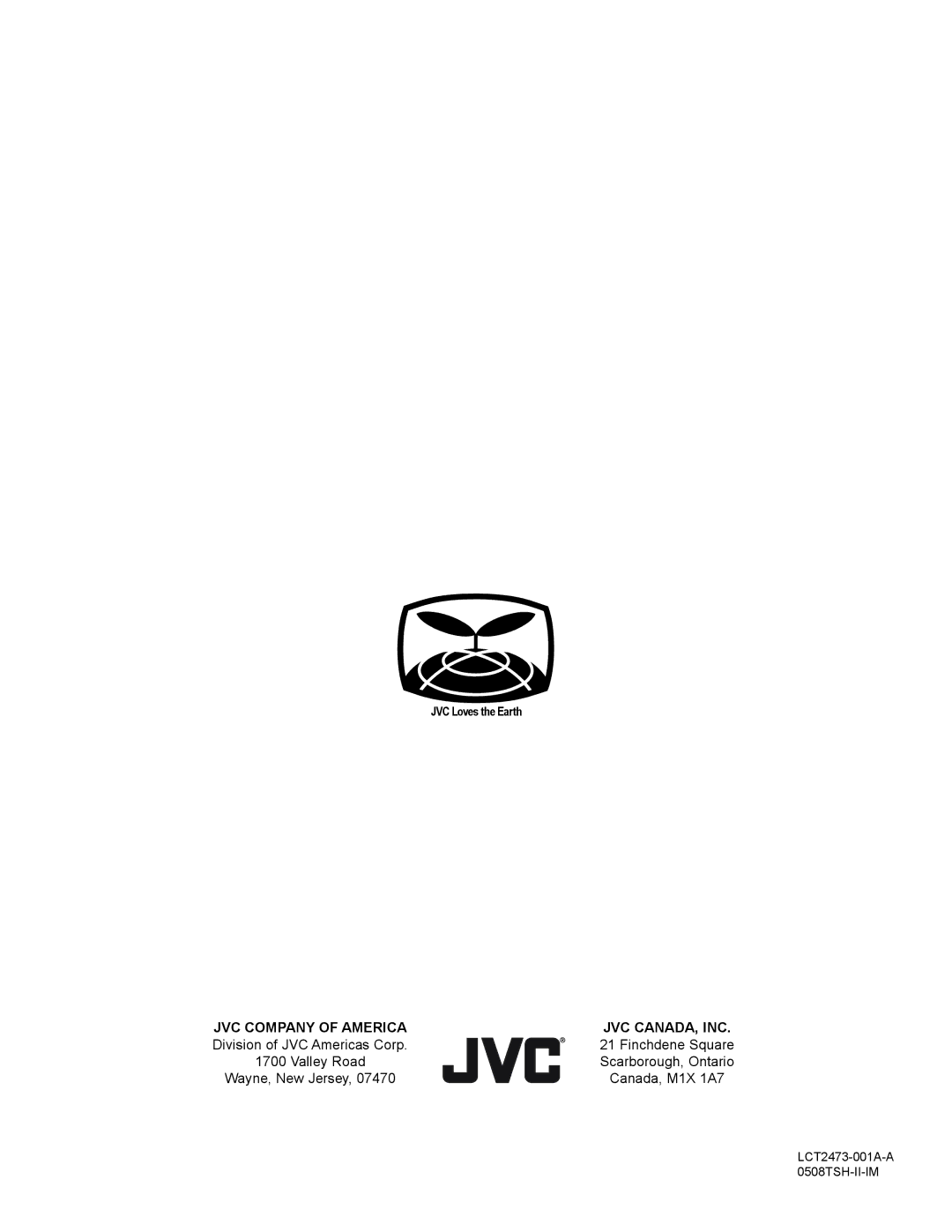 JVC LT-52P789 manual JVC Company of America JVC CANADA, INC 