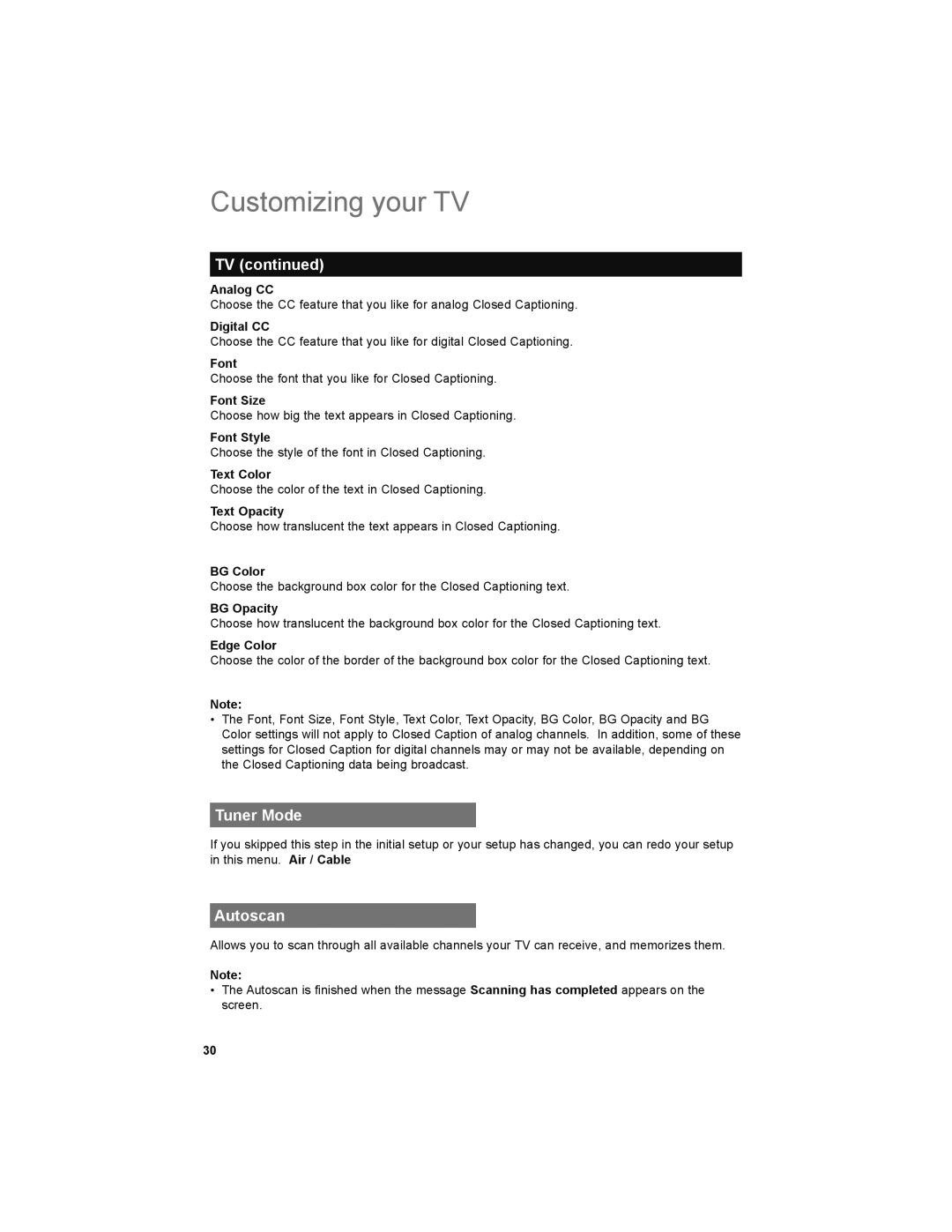 JVC LT-52X579 manual Tuner Mode, Autoscan 