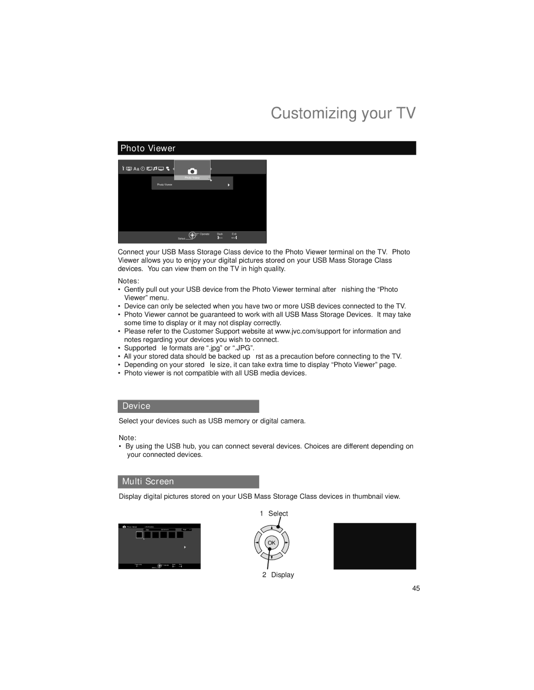 JVC LT-52X899 manual Photo Viewer, Device, Multi Screen 