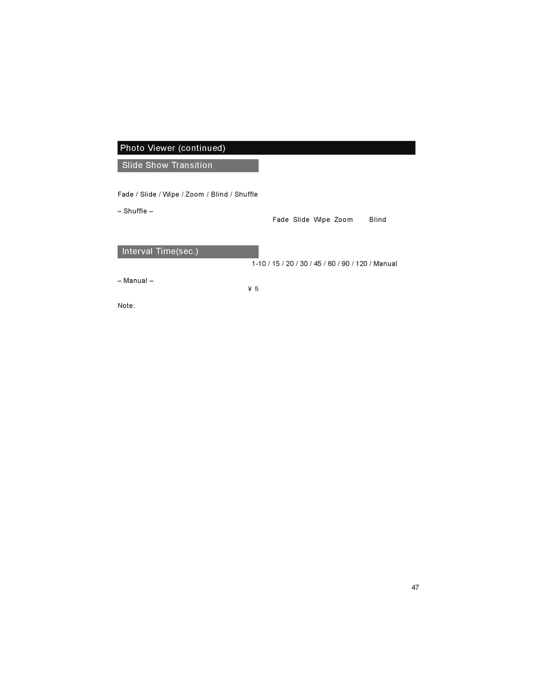 JVC LT-52X899 manual Photo Viewer Slide Show Transition, Interval Timesec, Fade / Slide / Wipe / Zoom / Blind / Shuffle 