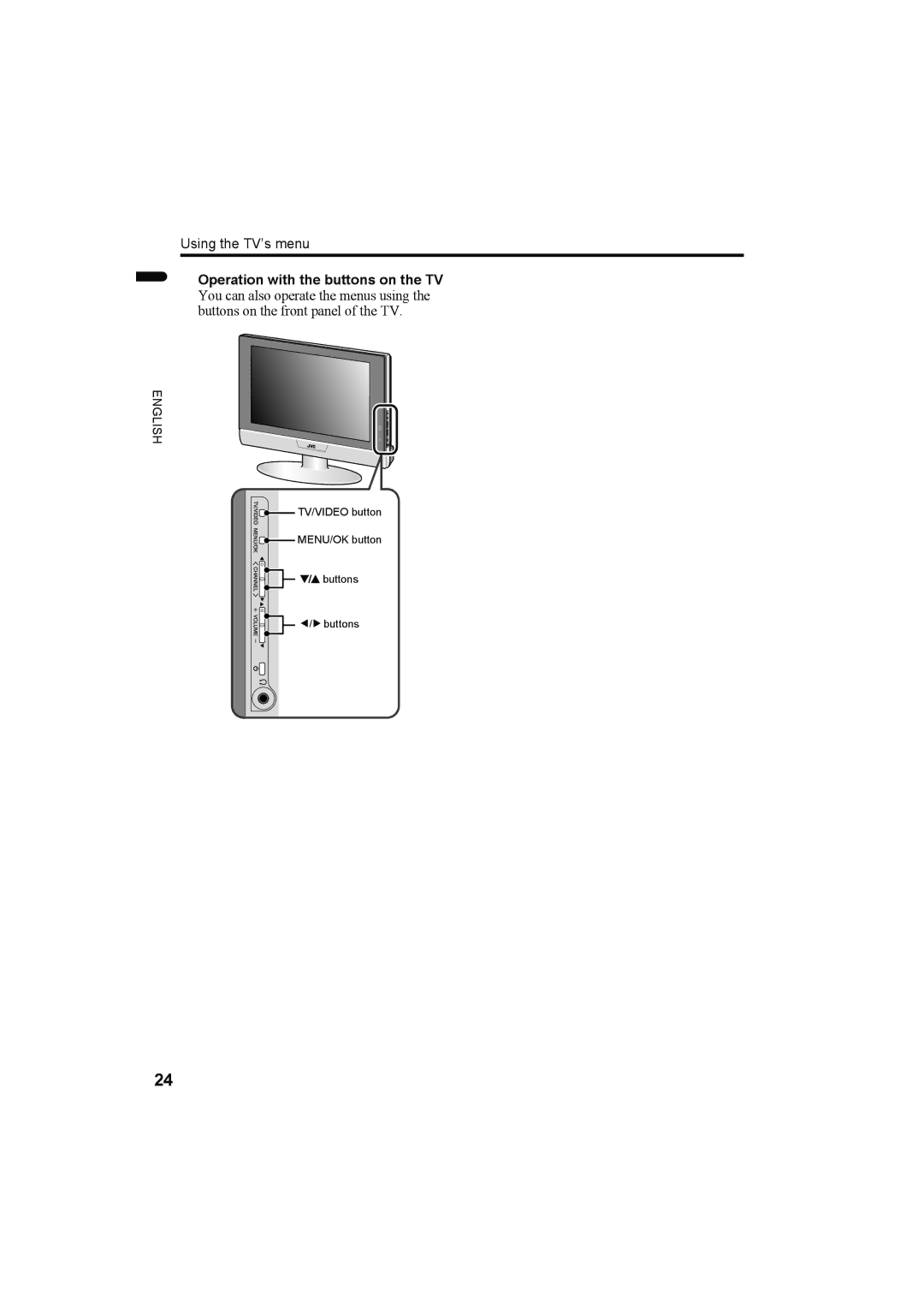 JVC LT-Z32SX4B manual Using the TV’s menu 