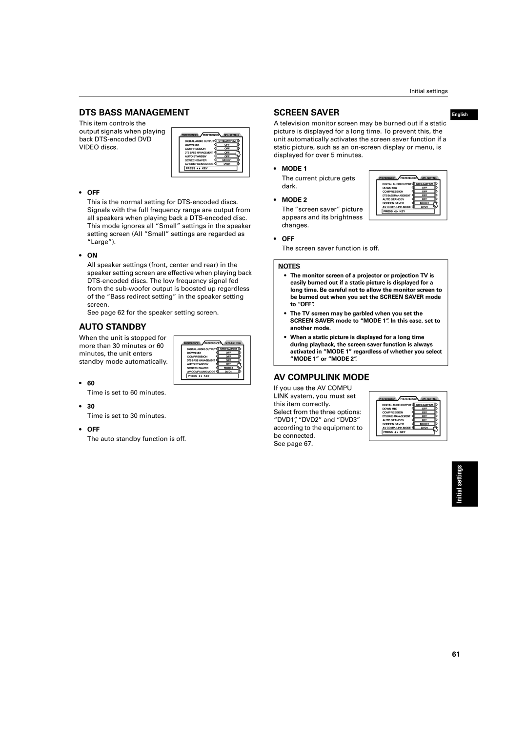 JVC LV42740-001A manual This item controls Output signals when playing, Back DTS-encoded DVD, Video discs, Mode 