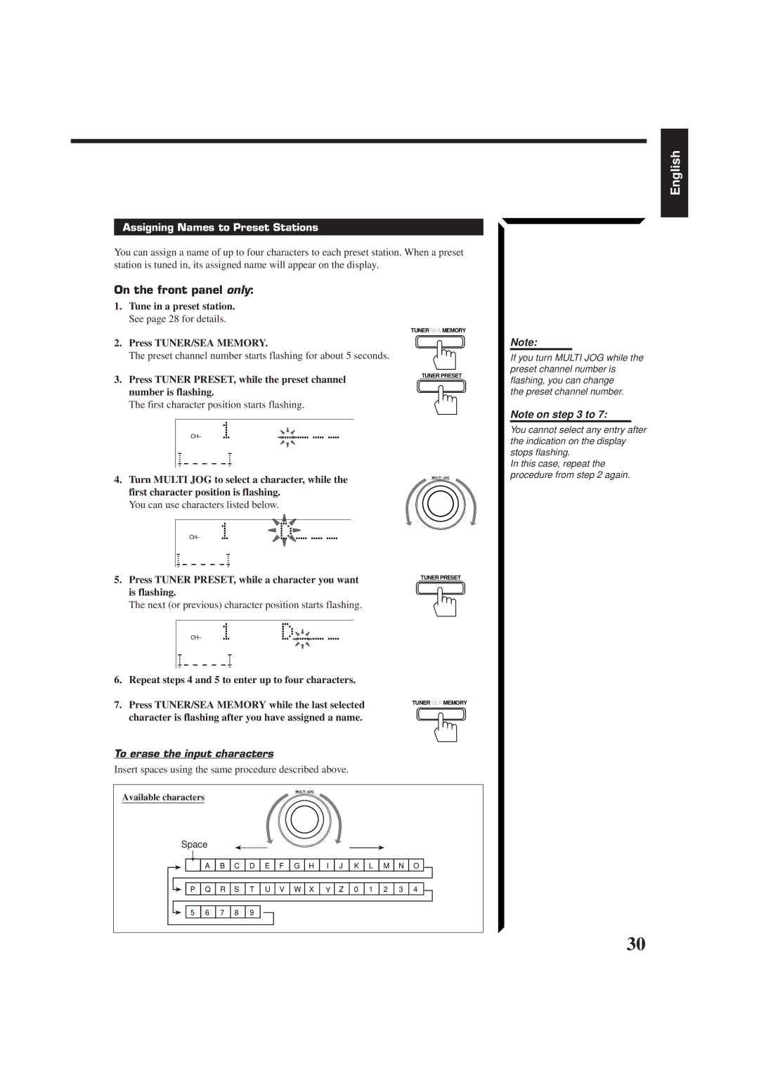 JVC LVT0014-001A, RX-774PBK manual Assigning Names to Preset Stations, Tune in a preset station. See page 28 for details 