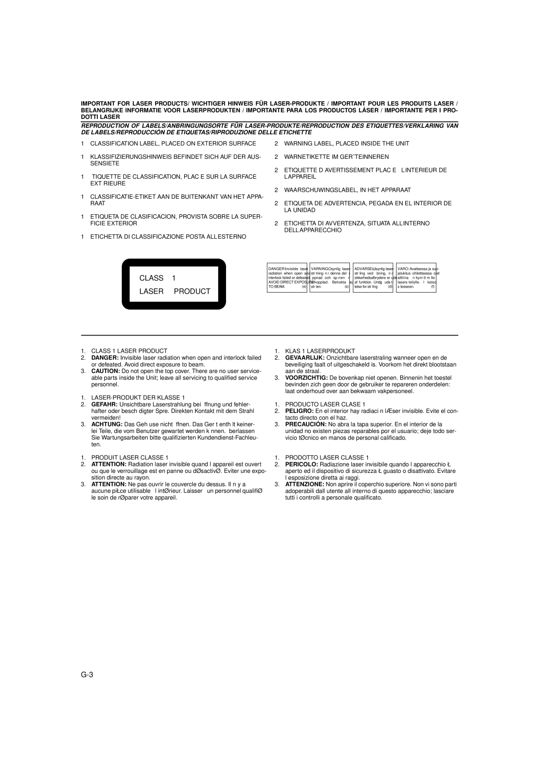 JVC LVT0027-005A, UX-T300R manual Class Laser Product 