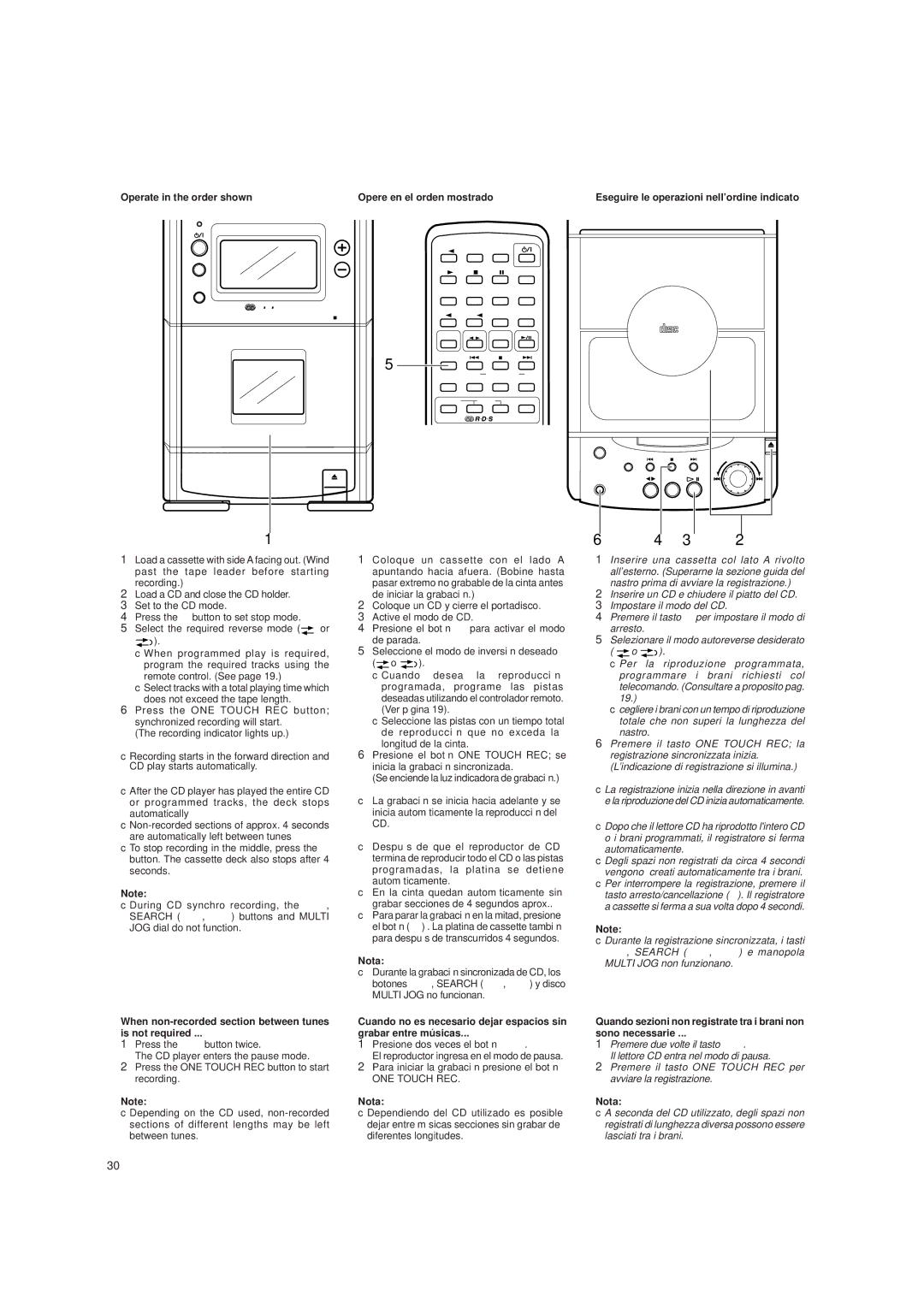 JVC LVT0059-001A, UX-T250R manual When non-recorded section between tunes Is not required, ONE Touch REC 