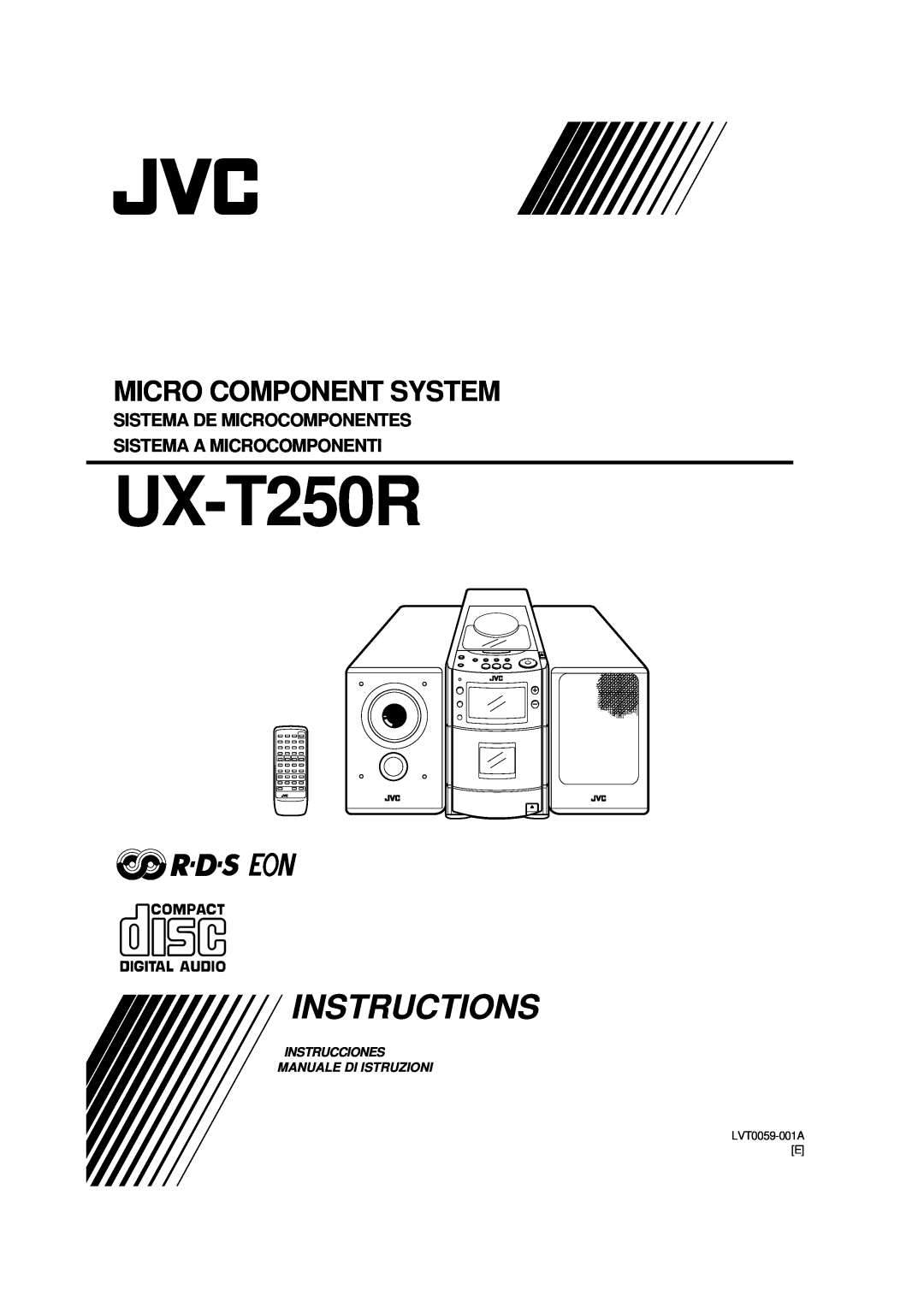 JVC UX-T250R manual Instrucciones Manuale Di Istruzioni, Instructions, Micro Component System, Sistema De Microcomponentes 