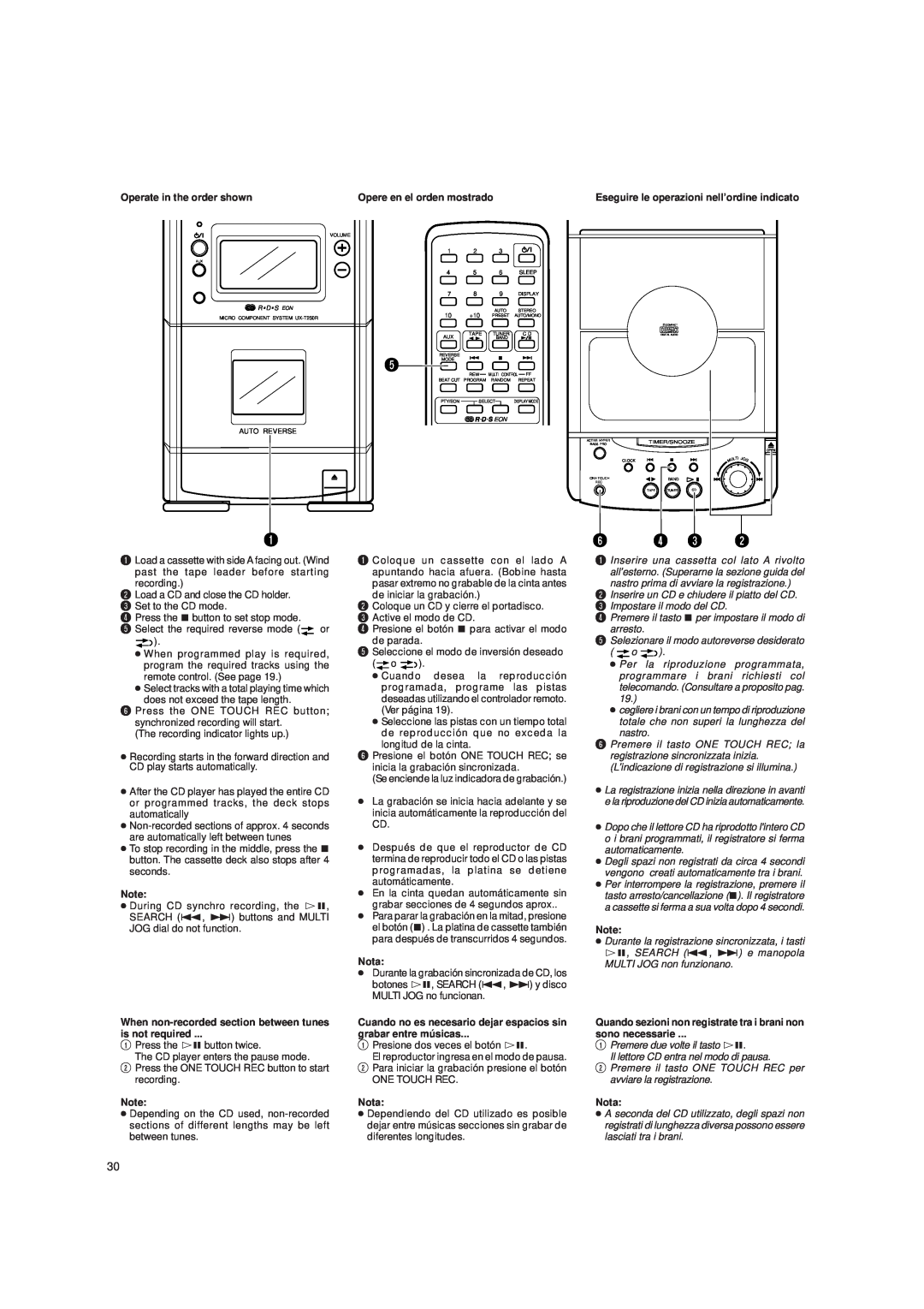 JVC LVT0059-001A, UX-T250R manual Operate in the order shown 