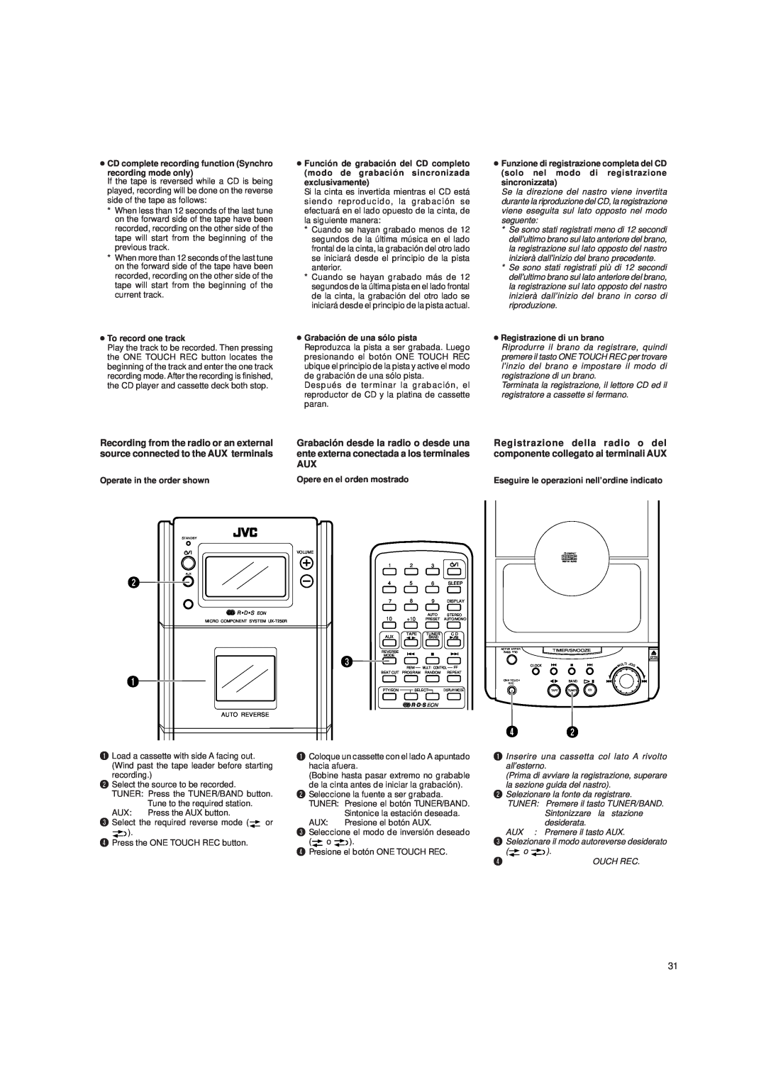 JVC UX-T250R, LVT0059-001A manual 