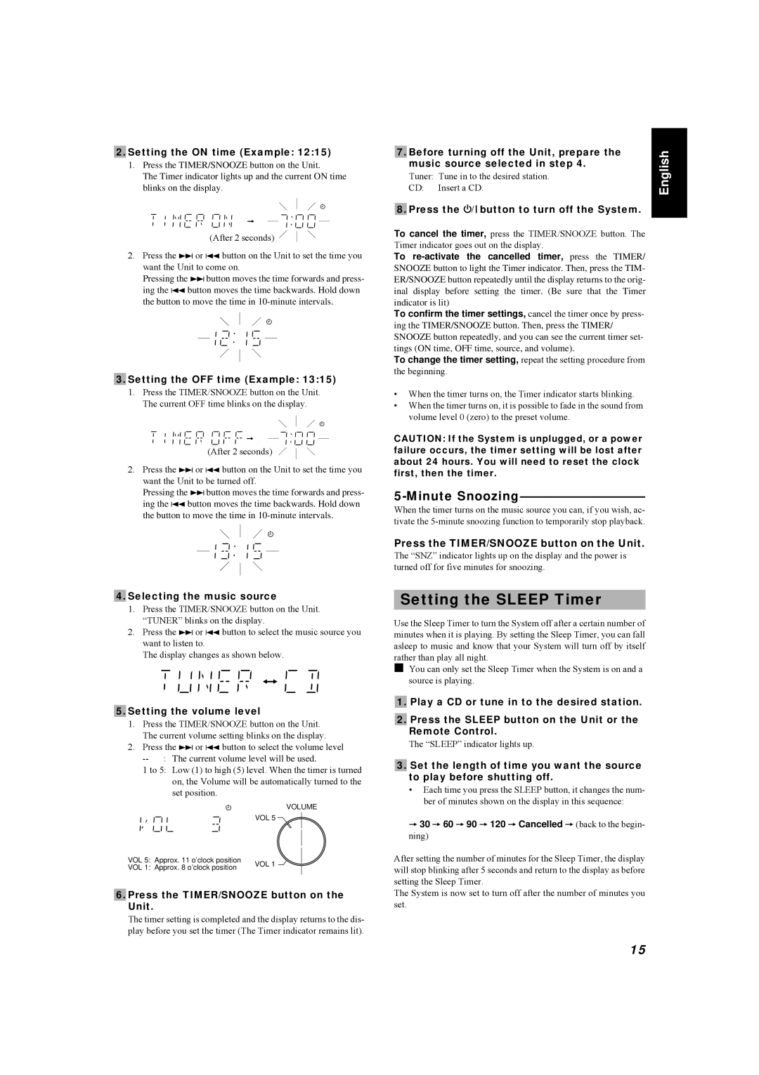 JVC LVT0084-001A manual Setting the Sleep Timer, Minute Snoozing 