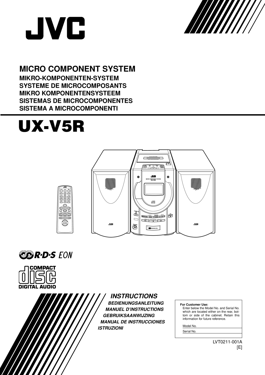 JVC RM-RXUV5R, LVT0211-001A manual UX-V5R 