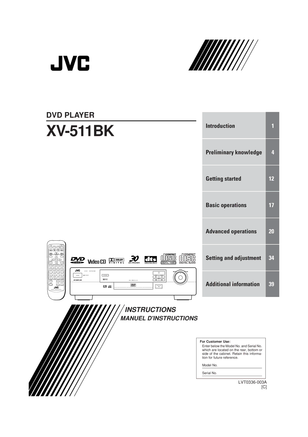 JVC LVT0336-003A manual XV-511BK 