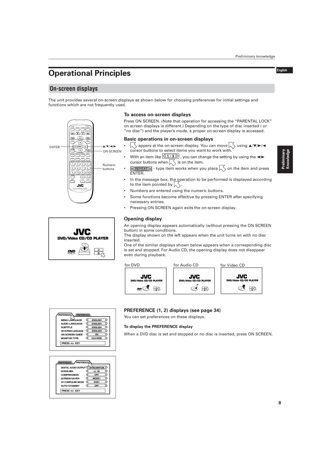 JVC LVT0336-003A manual Operational Principles, On-screen displays 