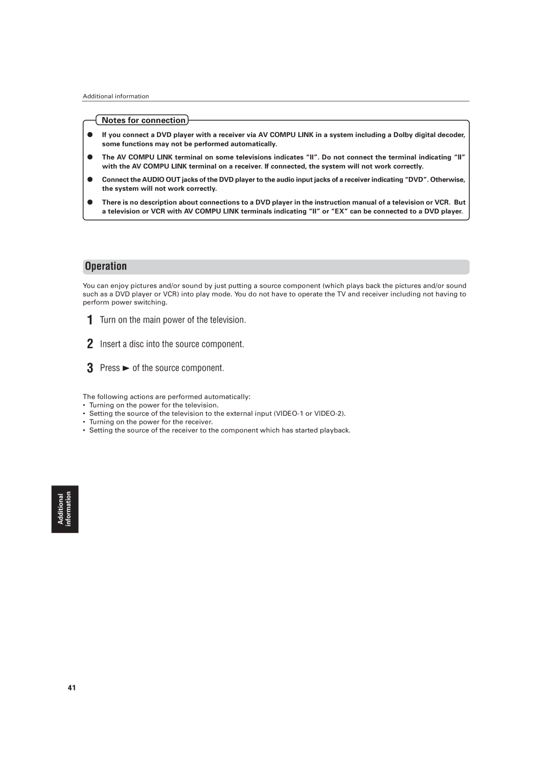 JVC LVT0336-003A manual Operation 