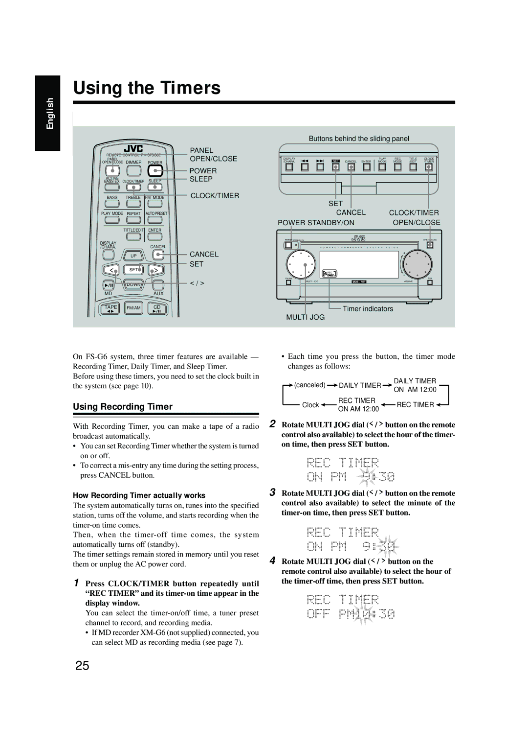 JVC LVT0375-001A, FS-G6, XT-UXG6 manual Using the Timers, Using Recording Timer, How Recording Timer actually works 