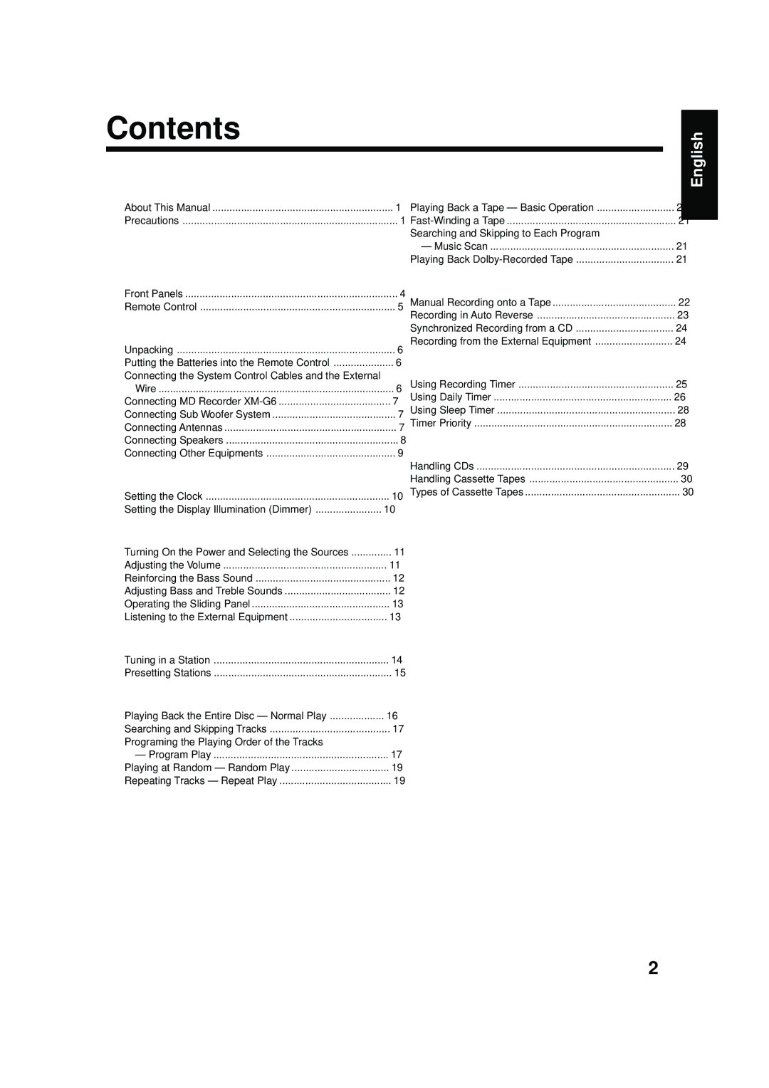 JVC FS-G6, LVT0375-001A, XT-UXG6 manual Contents 