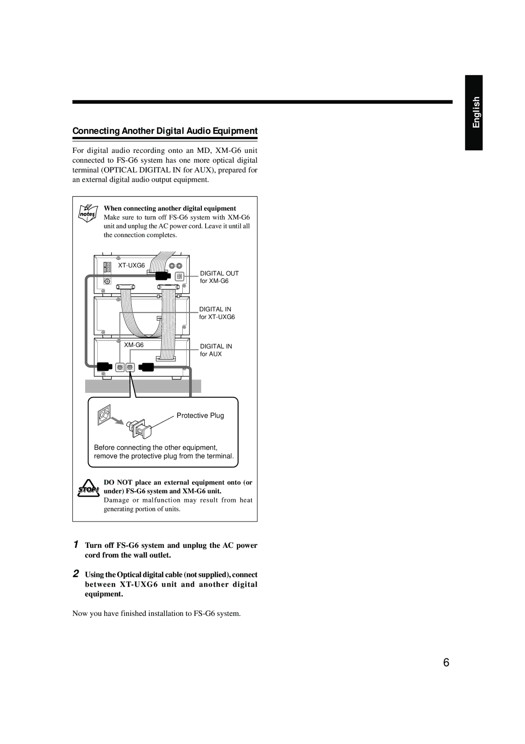 JVC 0200JTMMDWJSCEN, LVT0378-001A Connecting Another Digital Audio Equipment, When connecting another digital equipment 