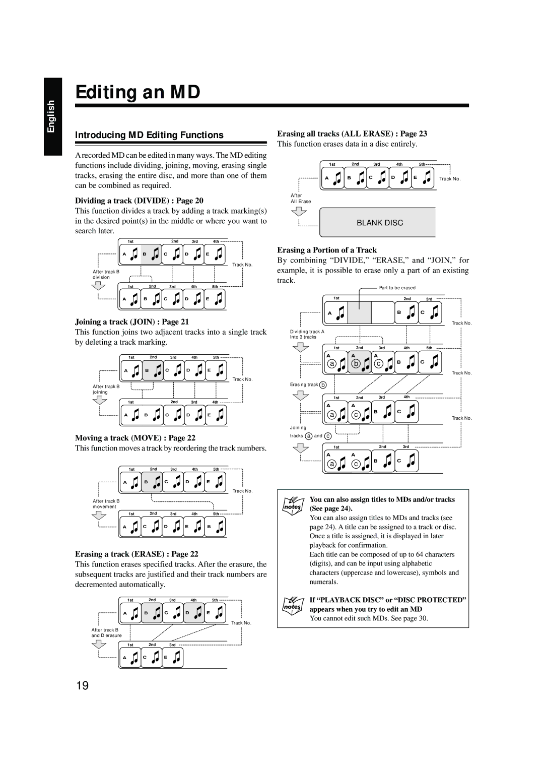 JVC LVT0378-001A, 0200JTMMDWJSCEN manual Editing an MD, Introducing MD Editing Functions 