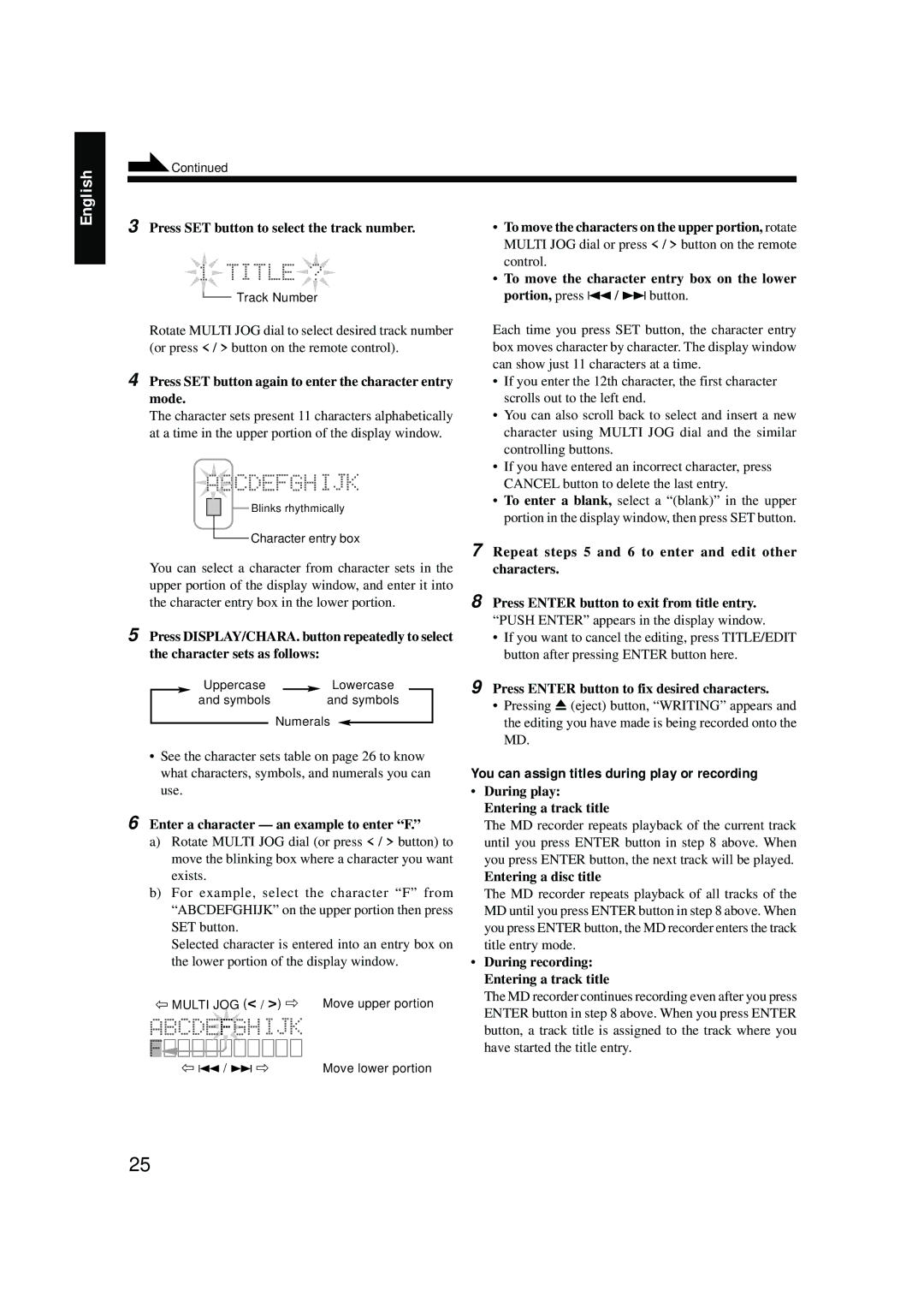 JVC LVT0378-001A, 0200JTMMDWJSCEN manual You can assign titles during play or recording 