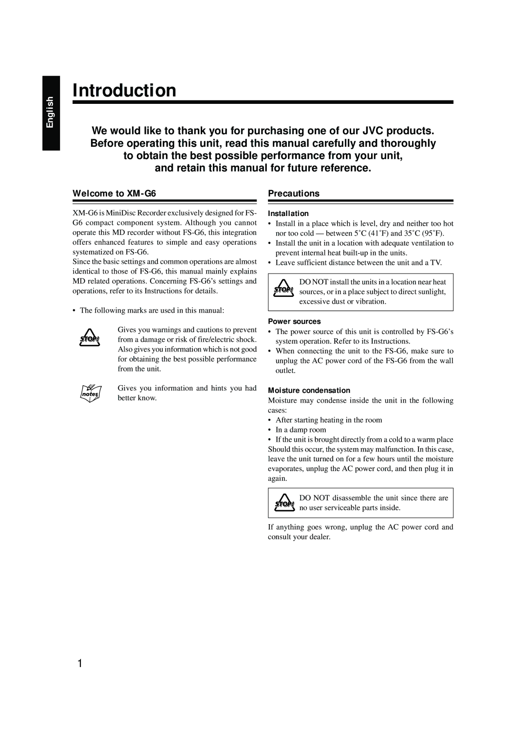 JVC LVT0378-001A, 0200JTMMDWJSCEN manual Introduction, Installation, Power sources, Moisture condensation 