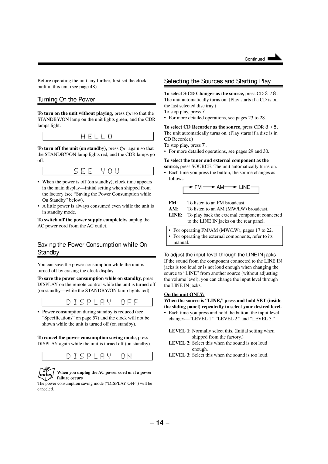 JVC CA-NXCDR7R, LVT0749-003A manual Turning On the Power, Saving the Power Consumption while On Standby 