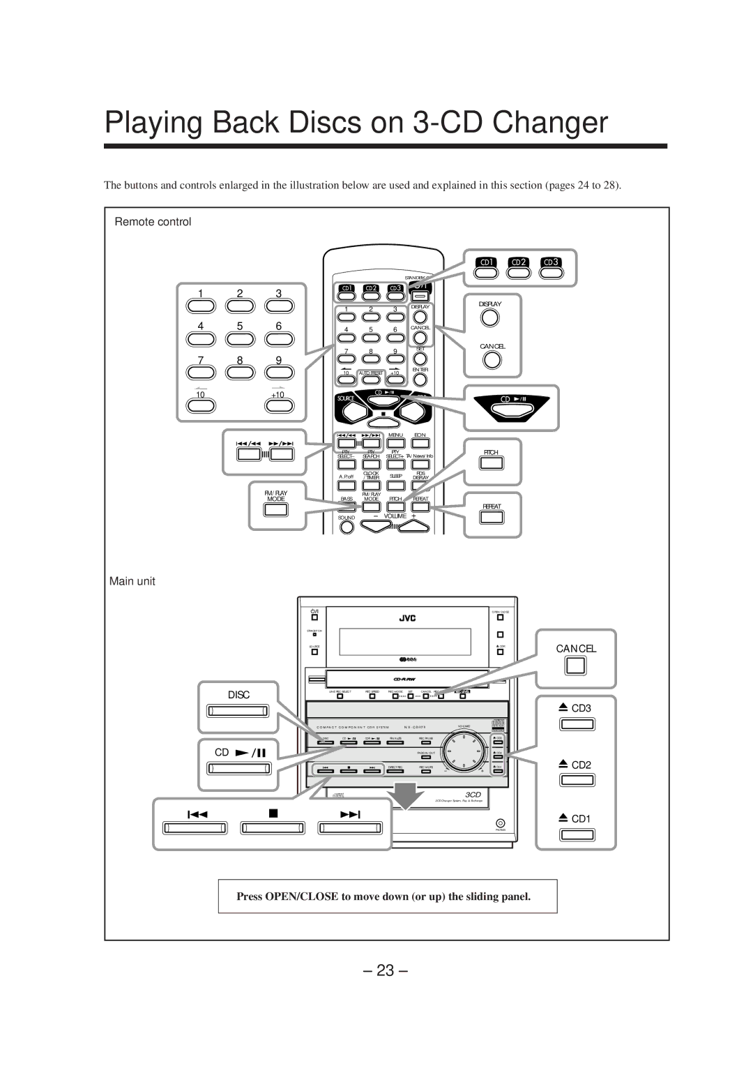 JVC LVT0749-003A, CA-NXCDR7R manual Playing Back Discs on 3-CD Changer, 10+10 