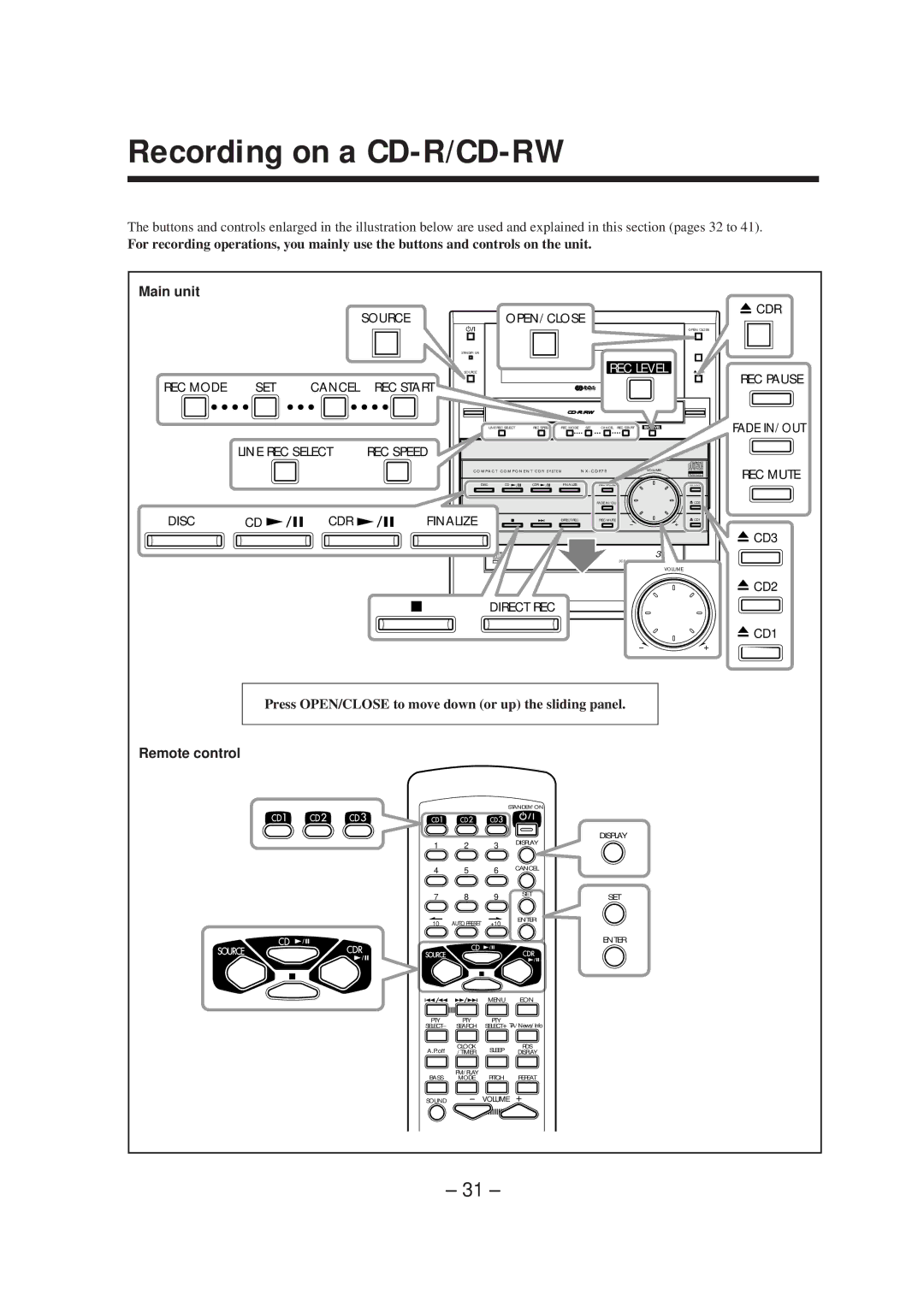 JVC LVT0749-003A, CA-NXCDR7R manual Recording on a CD-R/CD-RW, REC Level 