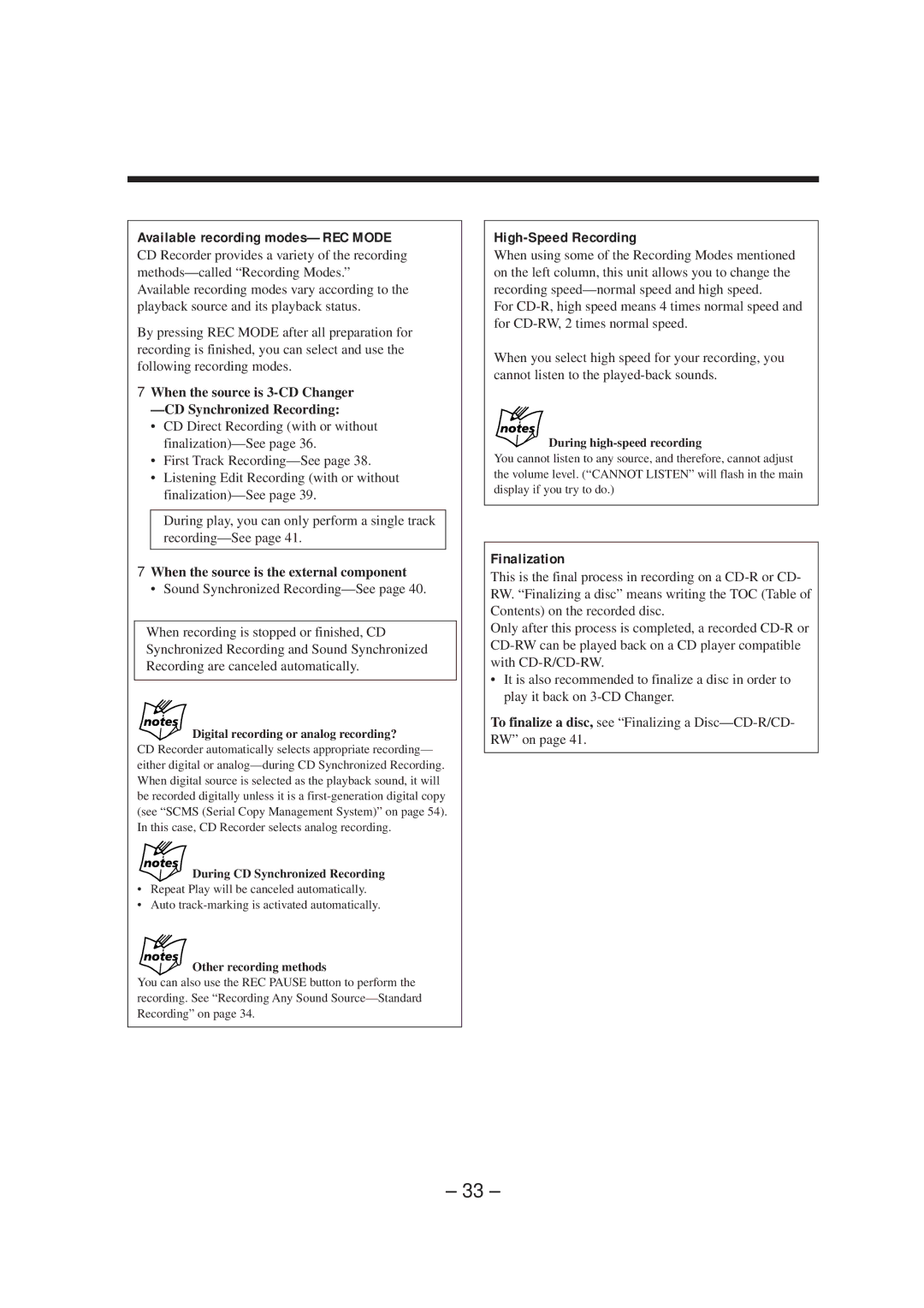 JVC LVT0749-003A, CA-NXCDR7R manual Available recording modes-REC Mode, High-Speed Recording, Finalization 