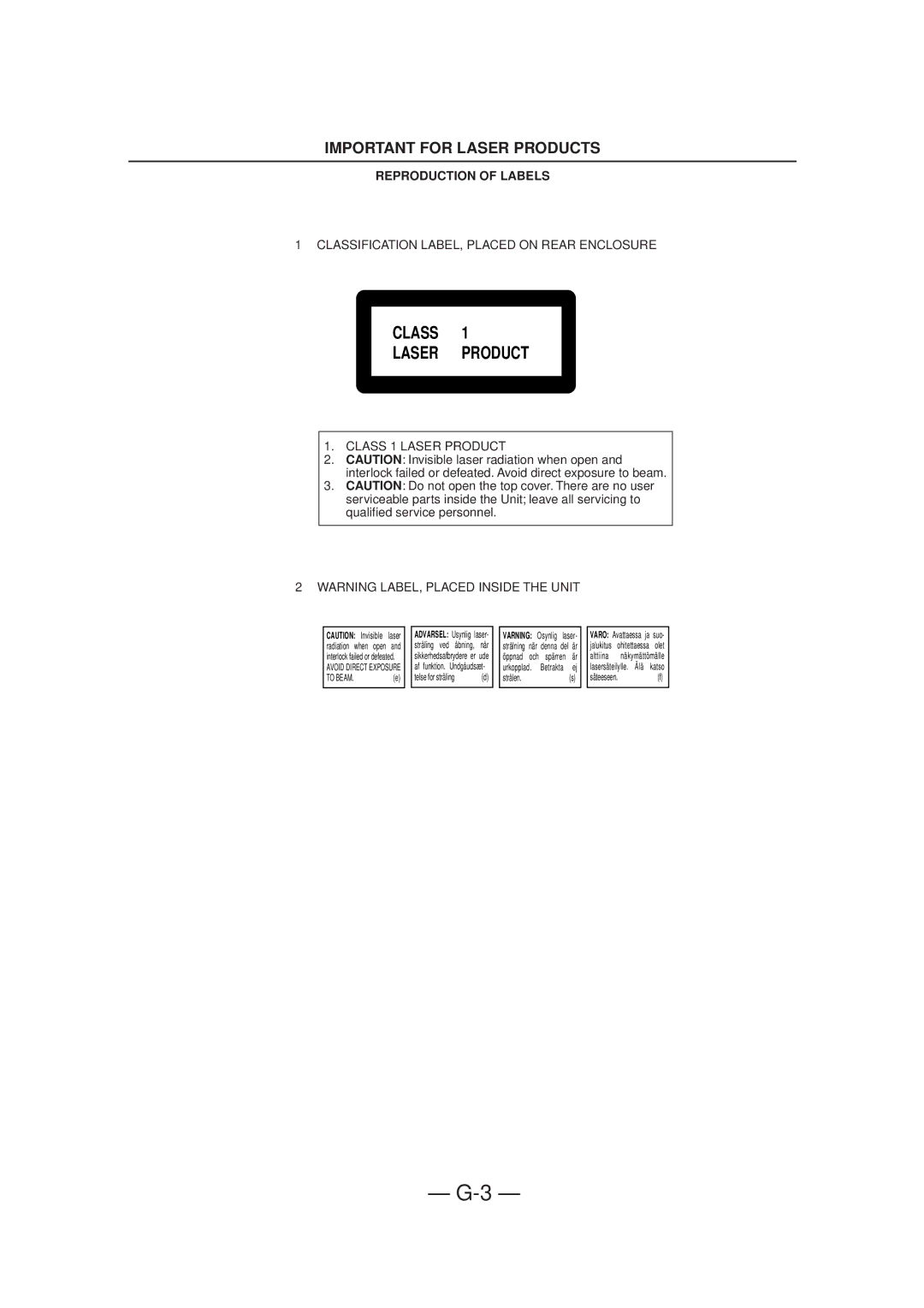 JVC LVT0749-003A, CA-NXCDR7R manual Class Laser Product 