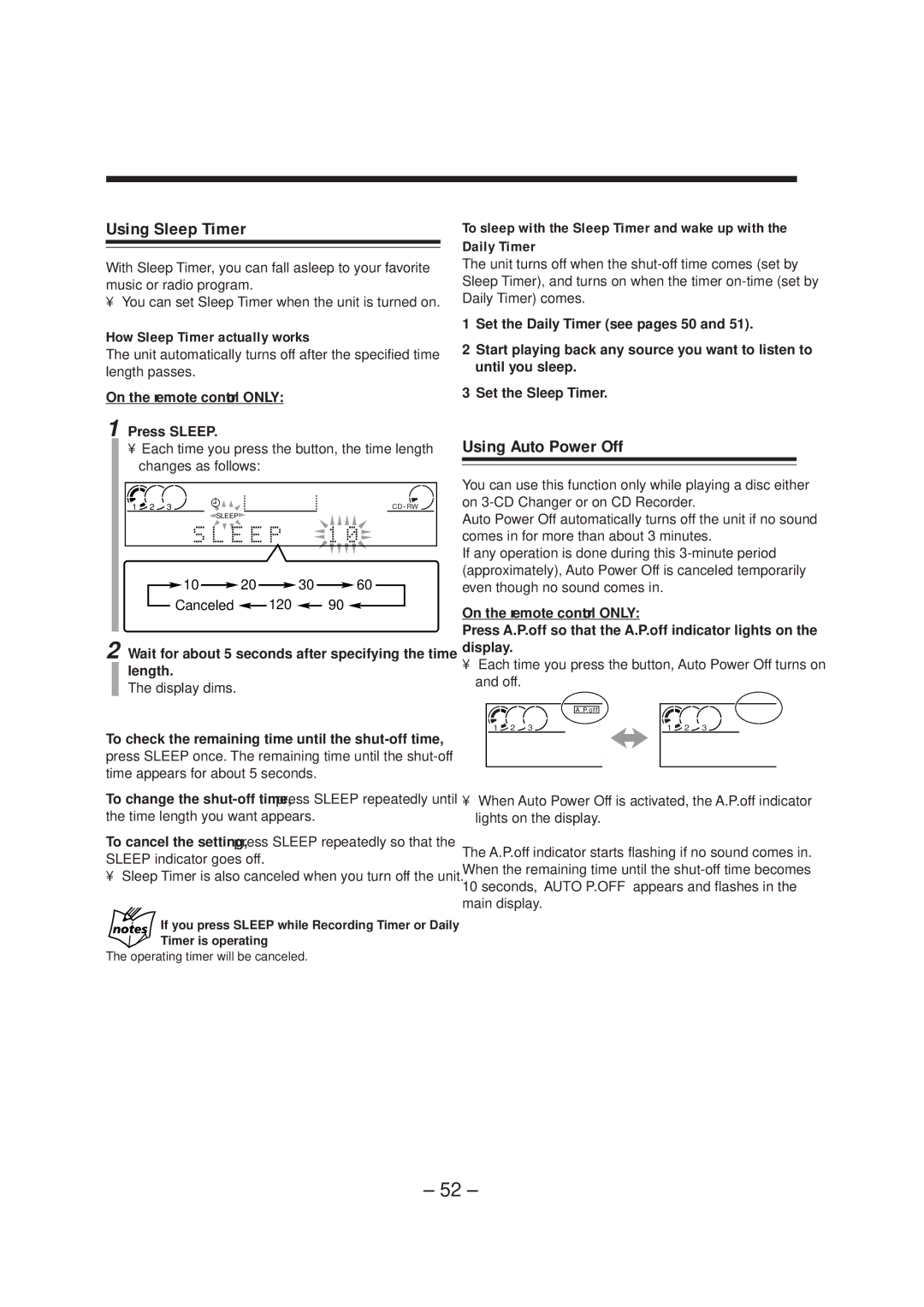 JVC CA-NXCDR7R, LVT0749-003A manual Using Sleep Timer, Using Auto Power Off, How Sleep Timer actually works 