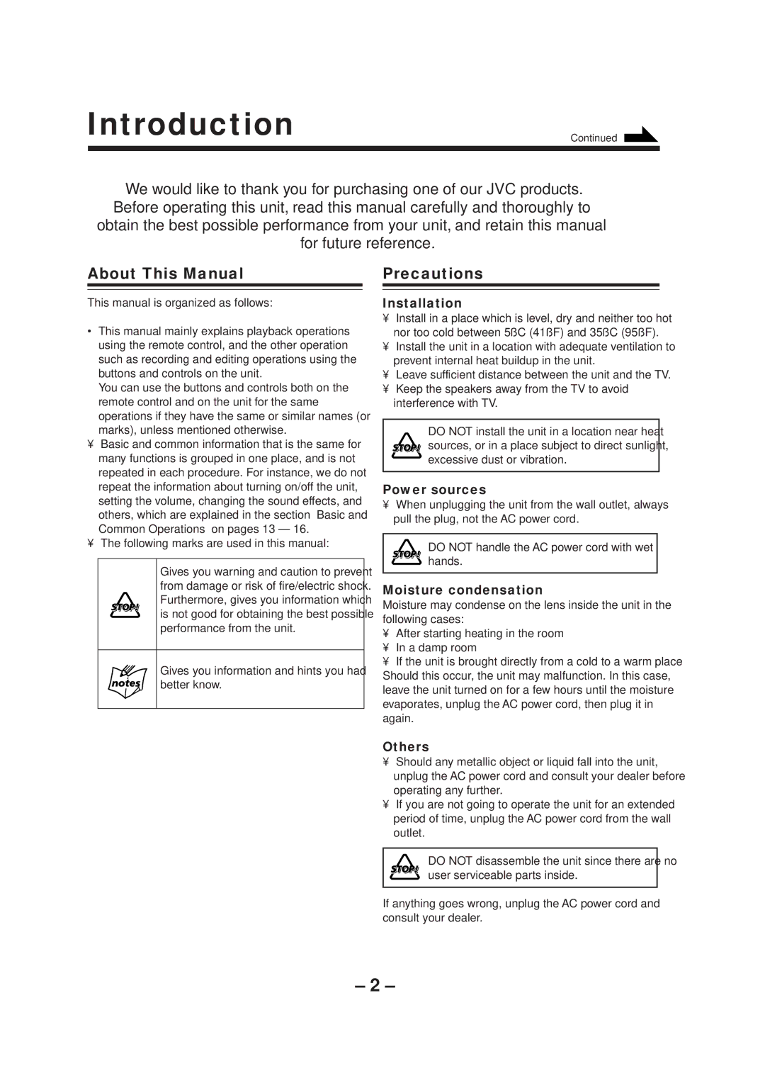 JVC CA-NXCDR7R, LVT0749-003A manual Introduction, Precautions 