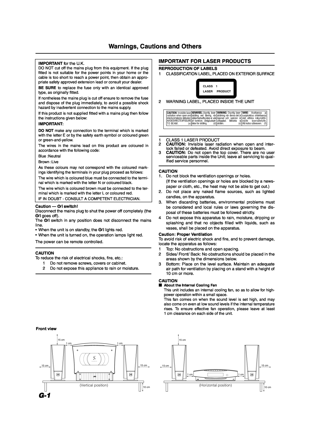 JVC LVT0853-009B, P-VSDT6 manual Warnings, Cautions and Others 