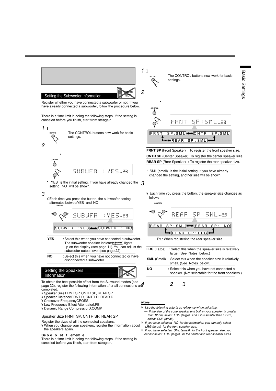 JVC LVT0858-001A manual Setting the Speakers, Information 