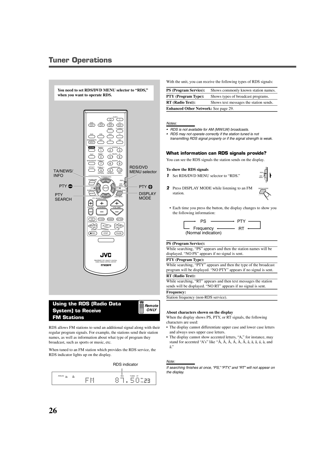 JVC LVT0858-001A manual Using the RDS Radio Data, System to Receive, FM Stations, What information can RDS signals provide? 