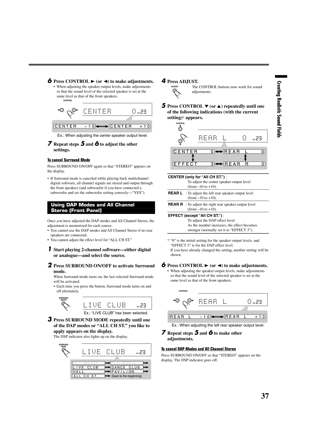 JVC LVT0858-001A manual Press Control 3 or 2 to make adjustments, Repeat steps 5 and 6 to adjust the other settings 