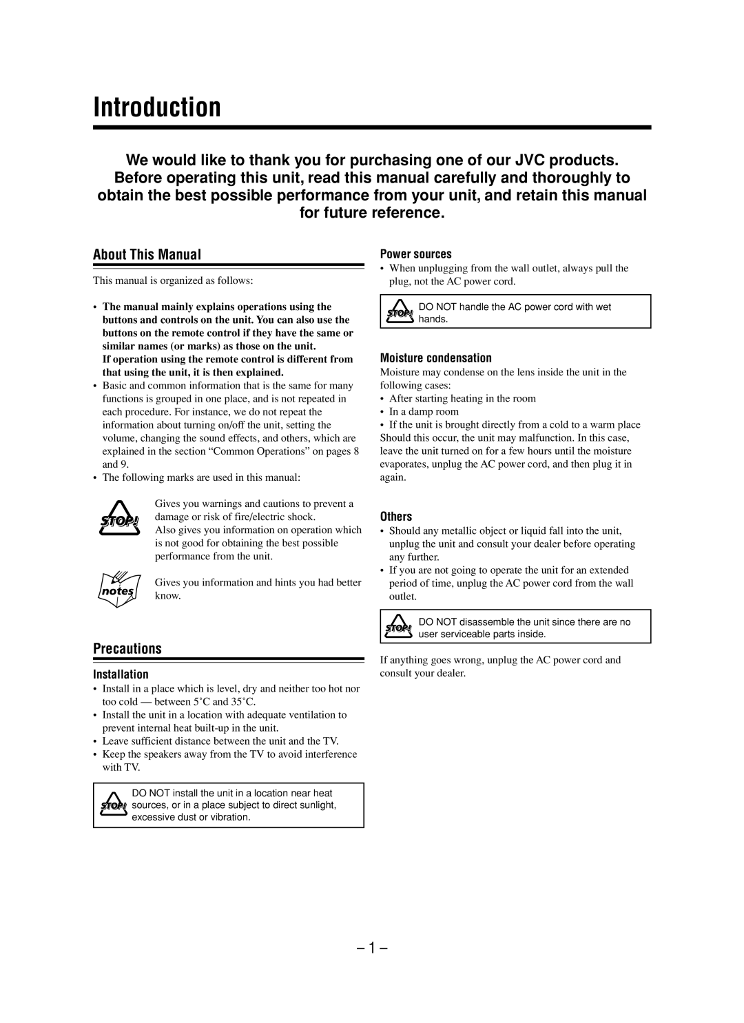 JVC LVT0862-001B manual Introduction, About This Manual, Precautions 