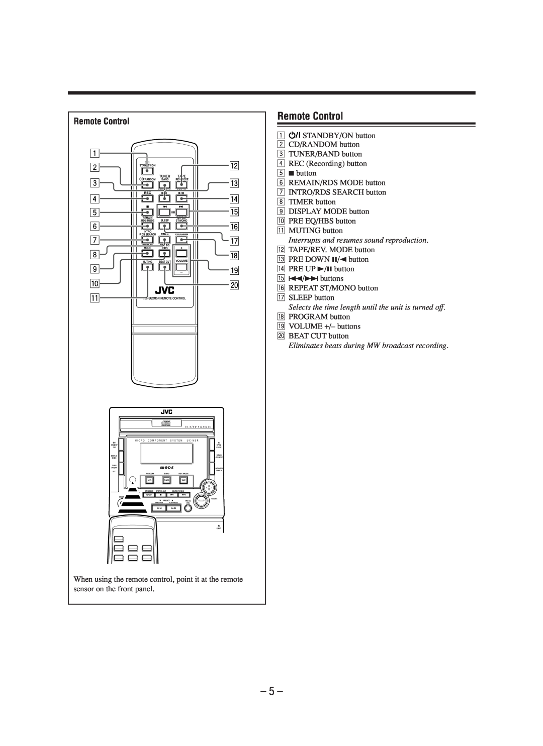 JVC LVT0862-001B manual Remote Control 