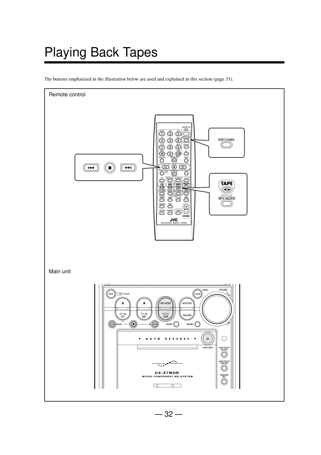 JVC LVT0900-003A manual Playing Back Tapes, Remote control 