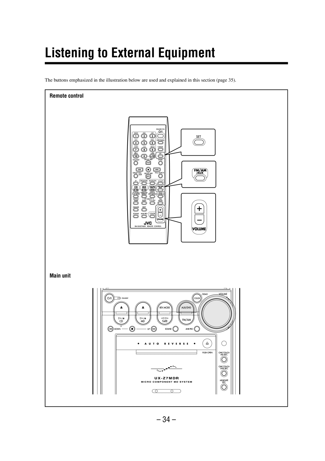 JVC LVT0900-003A manual Listening to External Equipment 