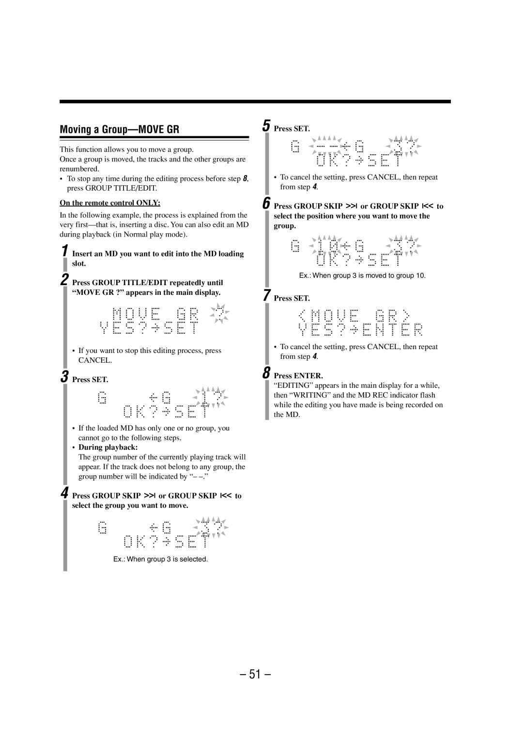 JVC LVT0900-003A manual Moving a Group-MOVE GR 