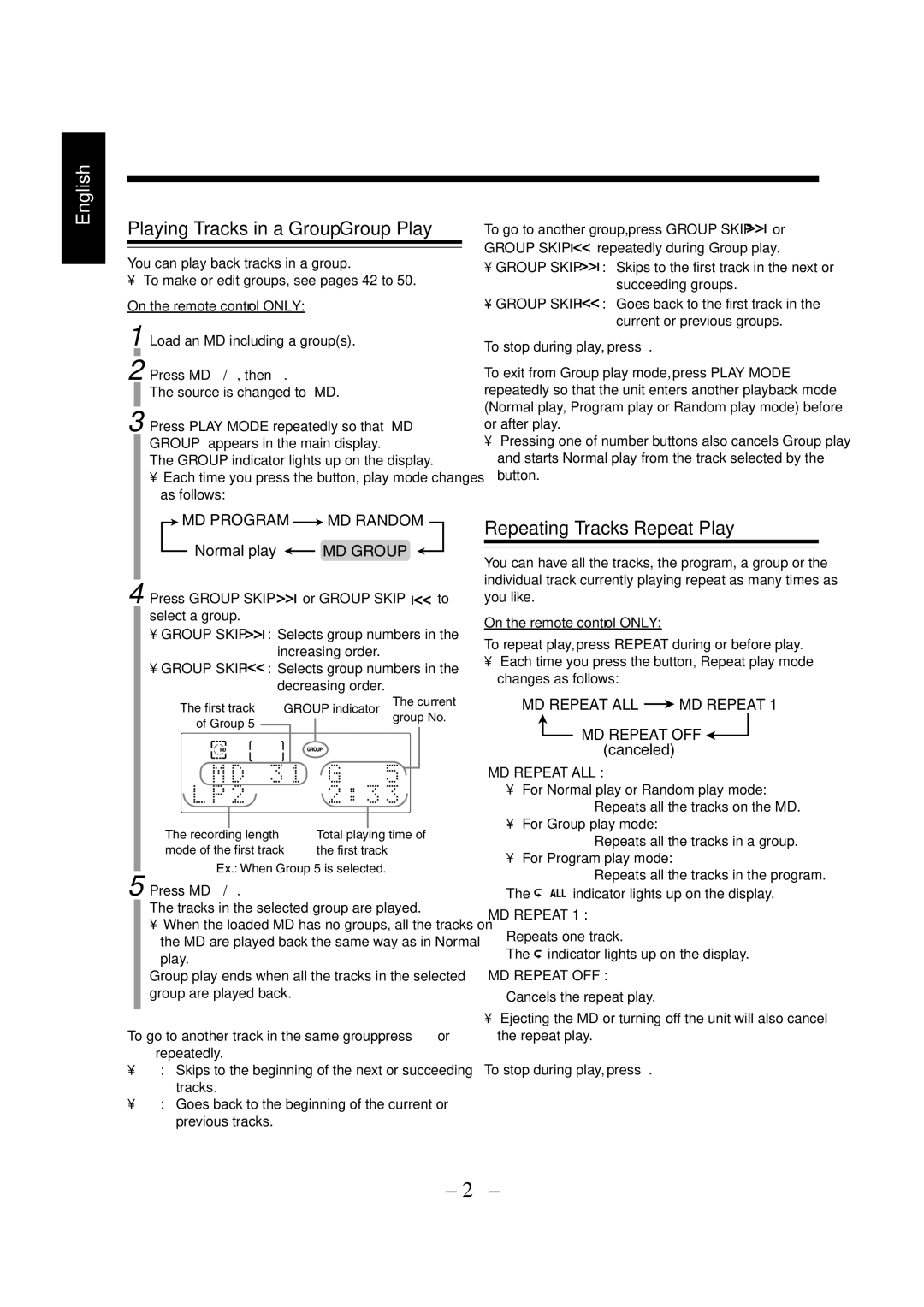 JVC LVT0900-004A, CA-UXZ7MD manual Playing Tracks in a Group-Group Play, Press Group Skip or Group Skip to select a group 