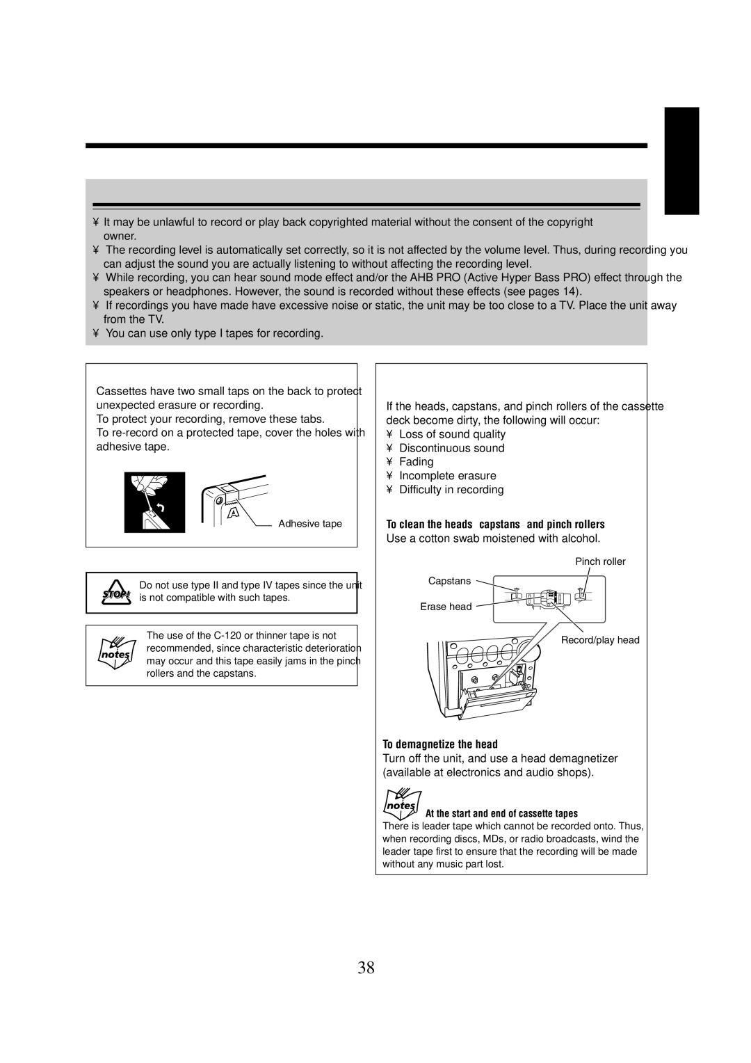 JVC CA-UXZ7MD, LVT0900-004A manual Before You Start Recording on a Tape, To protect your recordings, To demagnetize the head 