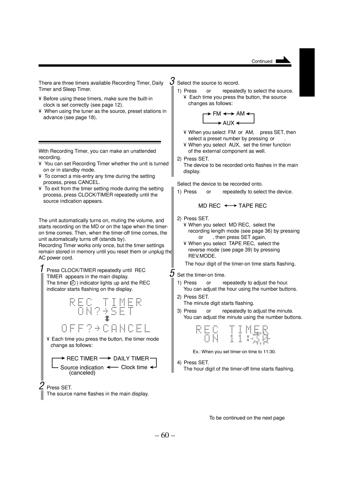 JVC CA-UXZ7MD, LVT0900-004A manual Using Recording Timer, How Recording Timer actually works 