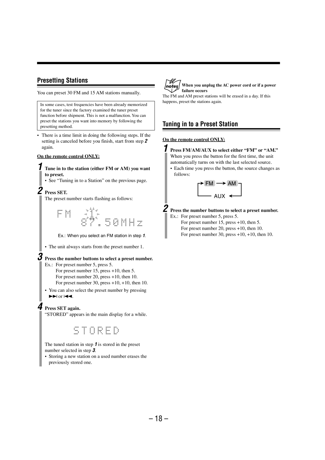 JVC 0802MWMMDWJEM, LVT0900-008A manual Presetting Stations, Tuning in to a Preset Station, Press SET again 