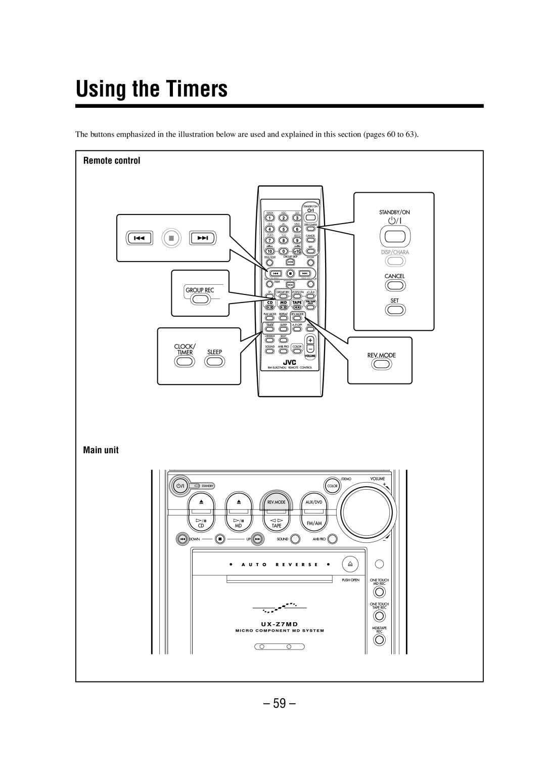 JVC LVT0900-008A, 0802MWMMDWJEM manual Using the Timers, Remote control 